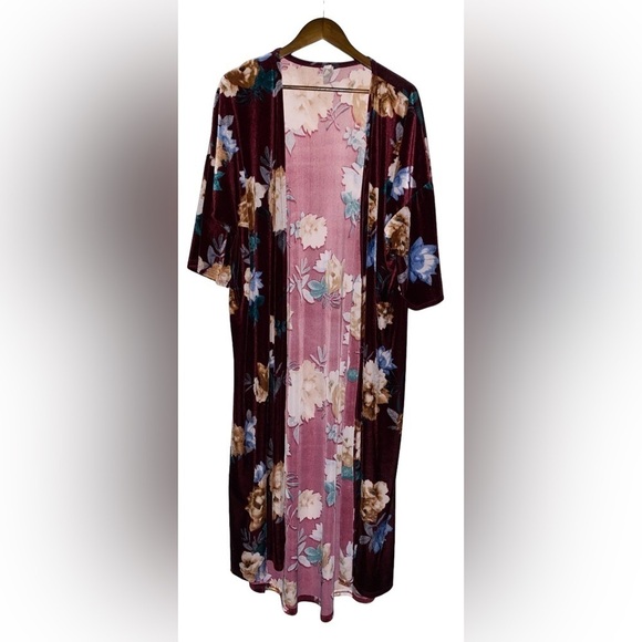 Lovely J Women Midi Floral‎ Open Front Kimono Size Medium - Picture 1 of 7